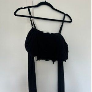 Women's Black Bandeau Top With Adjustable Ties